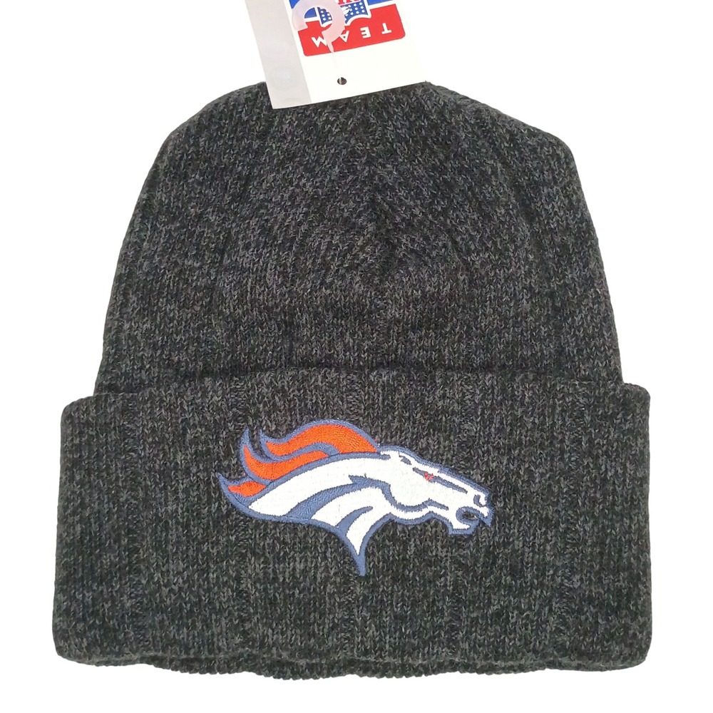 NFL Denver Broncos Unisex One Size Dark Gray Cuffed Embroidered Knit Beanie Hat